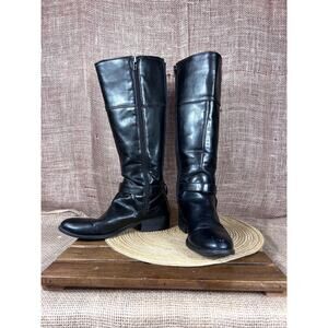 BANDOLINO Genuine Jimani Knee Boots Black Multi Leather Wide Calf Boots Size 8.5